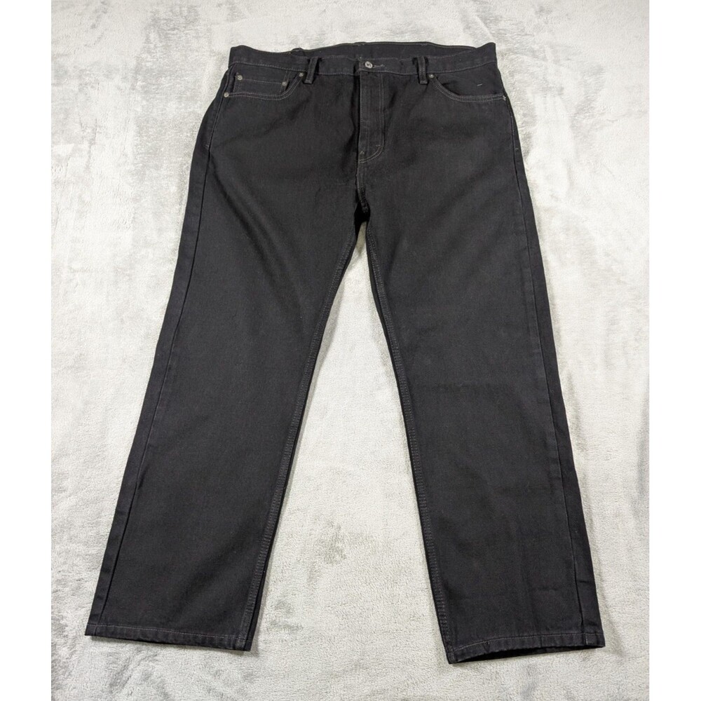 Levis 505 Black Jeans Mens 42x30 Straight Leg Dad Jean Workwear Casual - Picture 3 of 13
